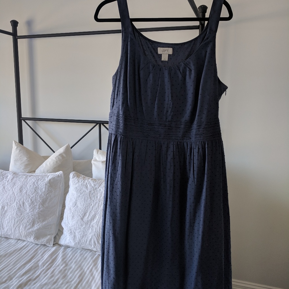LOFT sleeveless dotted swiss cotton dress